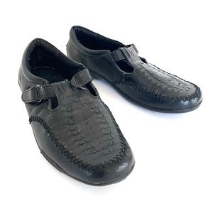 Dr Scholl’s Black Woven Leather Slip On Loafers
